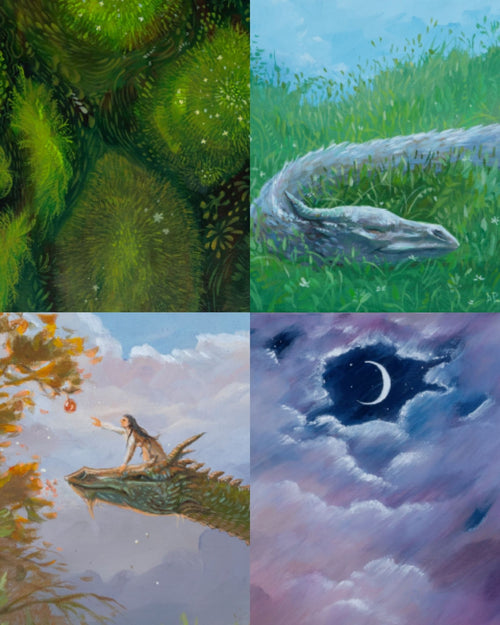 Art Bookmark Set: Dragons and nature