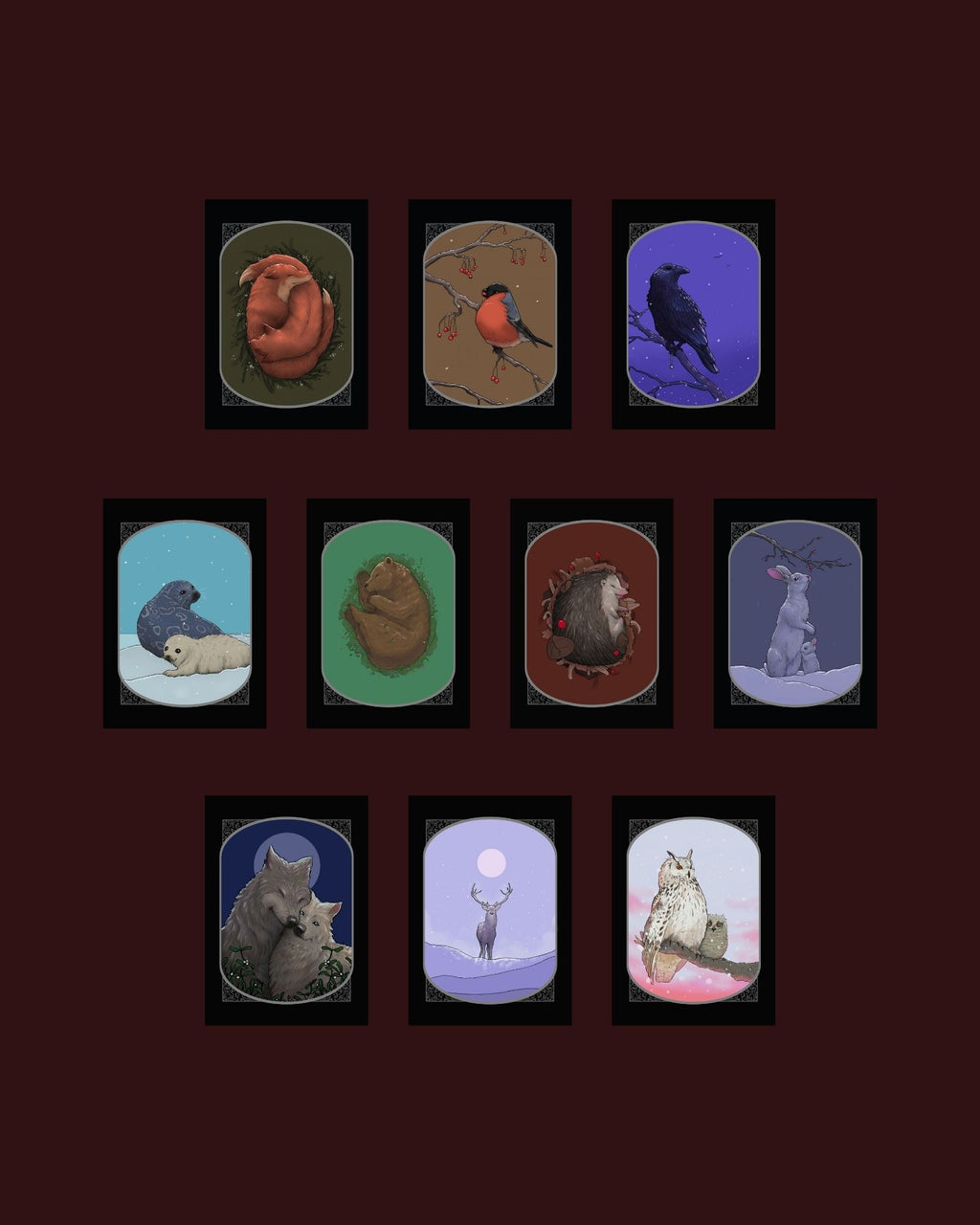 Winter Animals – Art Card Collection, Set of 10
